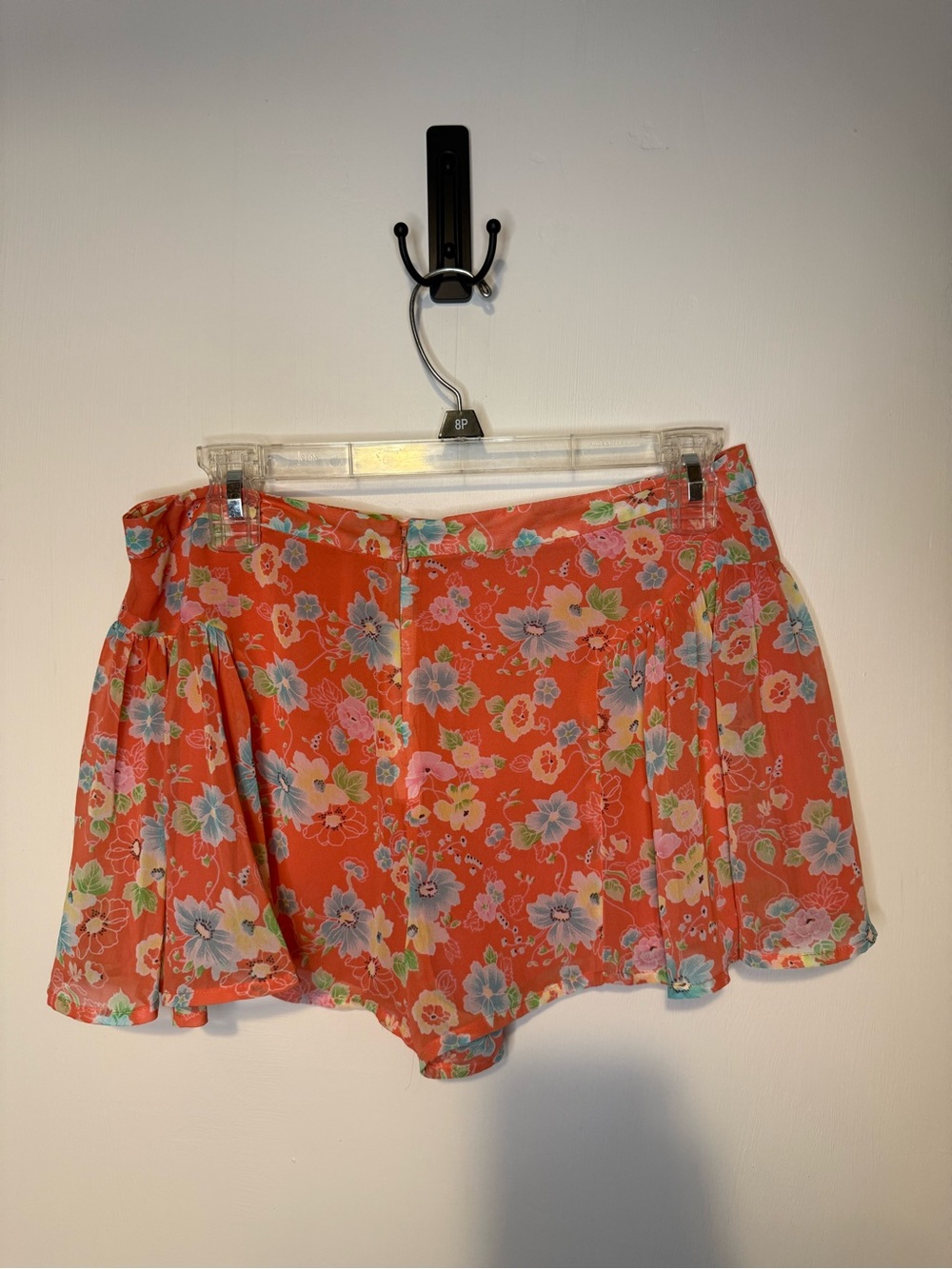 Free People Coral Floral Chiffon Flowy 2" Shorts Skort Size 2 Bohemian - Picture 4 of 7